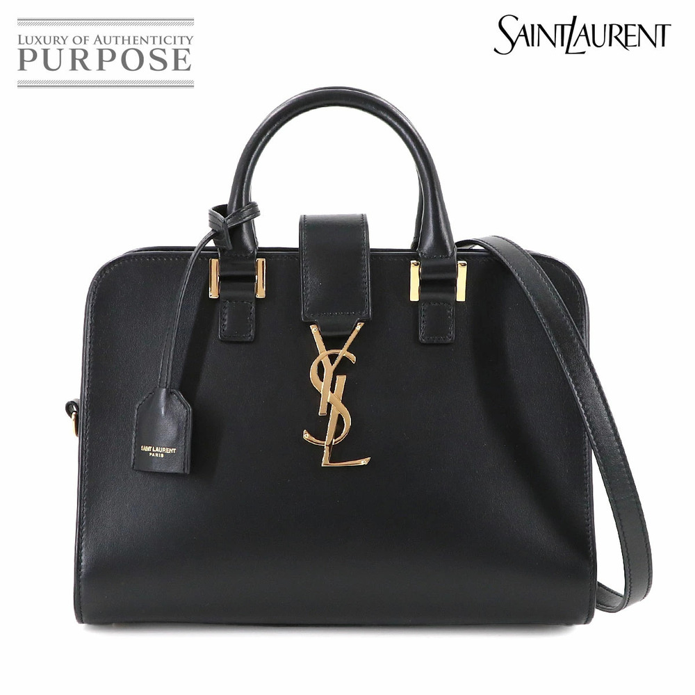 Saint Laurent Baby Cabas Hand Shoulder Bag Leather Black